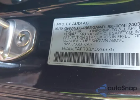 2011 Audi A5 2.0T Premium из США, поврежденный, VIN WAULFAFR3BA026335